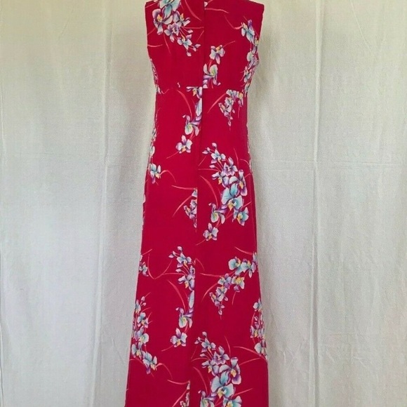 Harriet's Hawaiian Maxi Dress Pink Floral Tropical - Picture 3 of 4